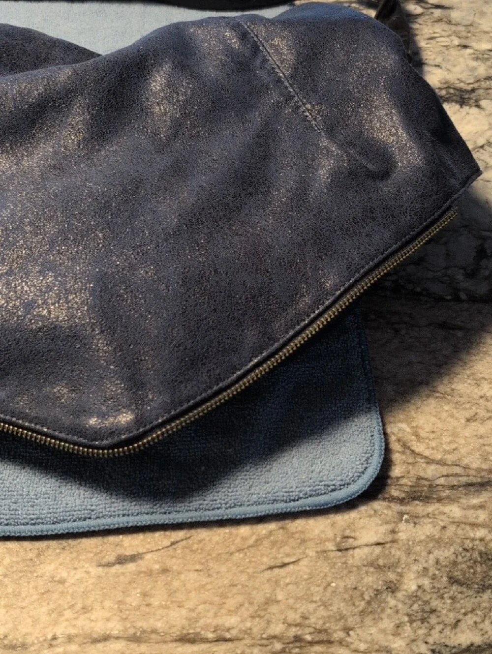 Classic Navy Hobo Shoulder Bag with Adjustable Strap